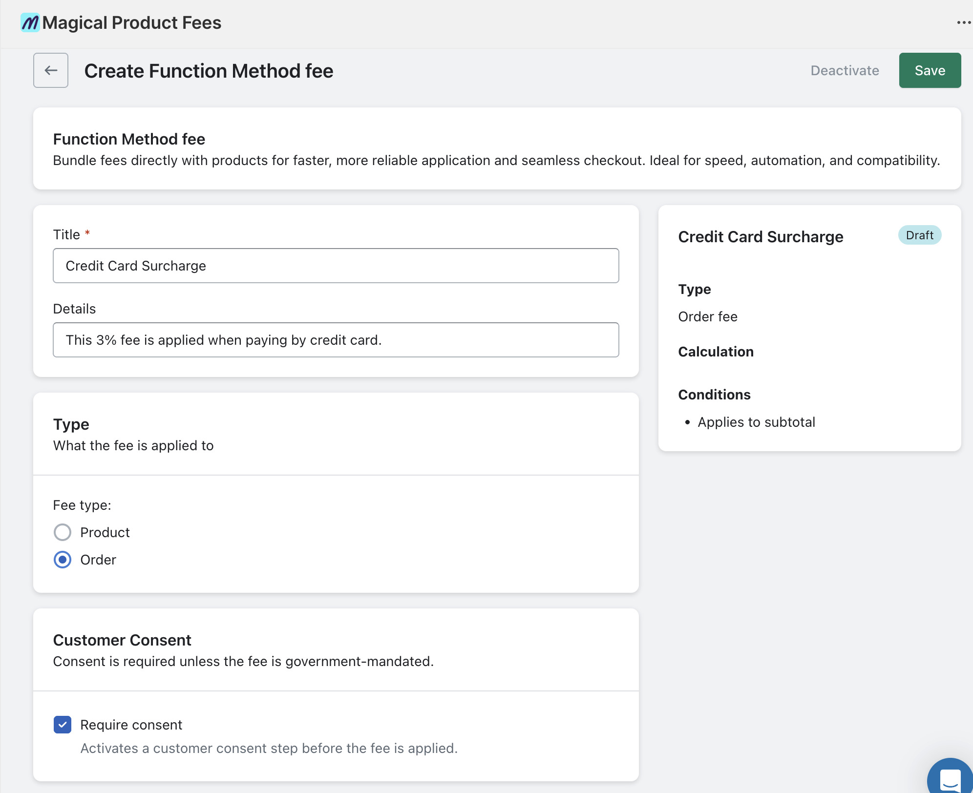 Magical Fees Create a Fee Page