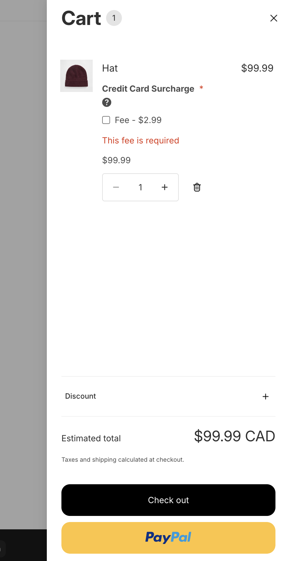 Upcharge Cart Drawer