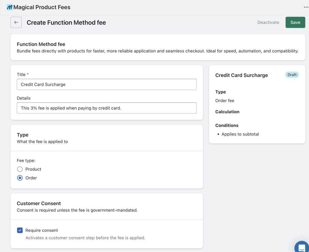 Magical Fees Create a Fee Page