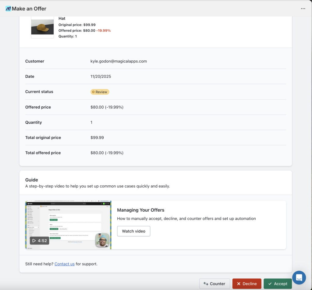 Make an Offer offers page